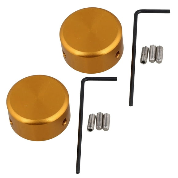 EeaseMX 2 juegos de tapones para pedales de efectos de guitarra, de aleación de aluminio (dorados, 1 tapón de paso, 3 tornillos, 1 mango)