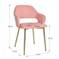 thumbnail image 4 of VECELO Set of 2 Modern Velvet Dining Chair with Thick Cushions, Upholstered Kitchen Chair with Gold Metal Legs, Pink, 4 of 14