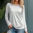 thumbnail image 2 of Women's 230g 100% Cotton Round Neck Regular Solid Long Sleeve T-Shirt, 2 of 13