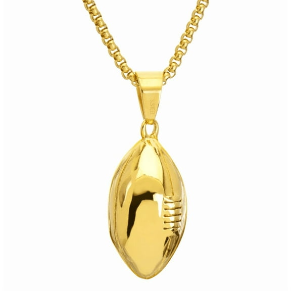 Stainless Steel Sport Football Pendant with Box Chain 24" SCP 3130 G
