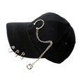 thumbnail image 2 of kurtrusly Cotton Hip Hop Style Baseball Cap With Ring Baseball Decor Hat Wide Application Match Style Ring Black 1Set, 2 of 6