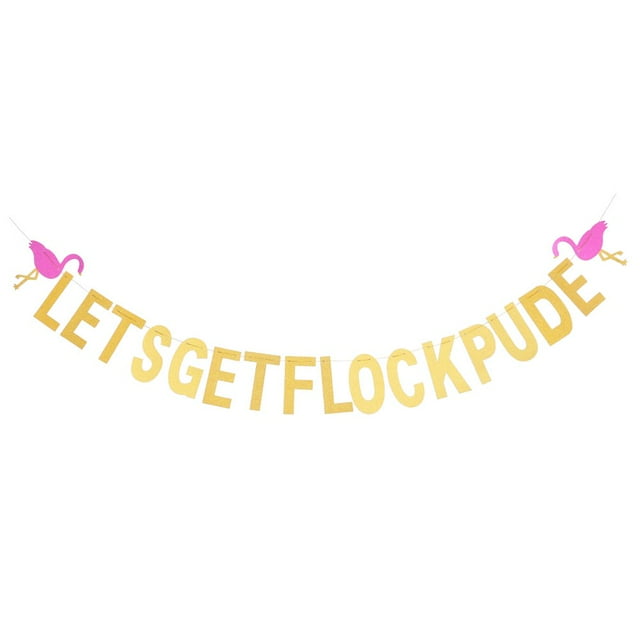 1pc Double String Hawaiian Hanging Flags Lets Get Flocked Up Flag Hawaii Vacation Flag Beach Fun Accessories