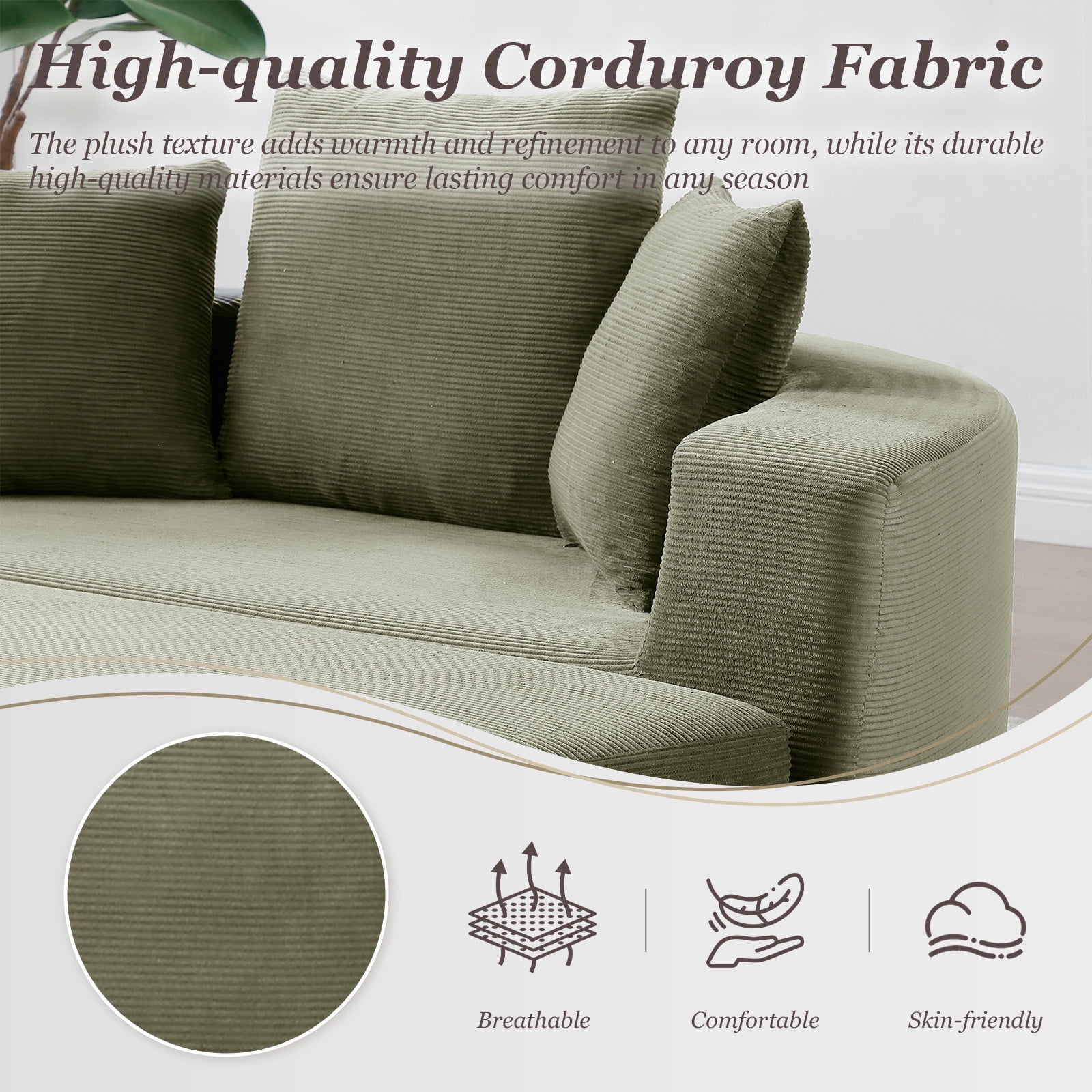 MOONMISS Convertible Sofa Couch Bed,Multi-Functional,Circular Bed,Adjustable Futon Sofa For Apartment Office Bedroom Living Room,Green