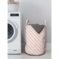 thumbnail image 3 of Abstract Laundry Bag, Diagonal Curved Zigzag Stripes in Modern Repeated Style Art Print, Basket with Handles Drawstring Closure for Laundromats, 13" x 19", Pale Eggshell Pale Pink, by Ambesonne, 3 of 4