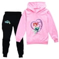 thumbnail image 3 of Ropa deportiva para niños de La Sirenita, trajes casuales con capucha para niñas, pantalones negros, traje para adolescentes, ropa de abrigo para niños, conjuntos para bebés, 3 of 5