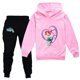thumbnail image 3 of Ropa deportiva para niños de La Sirenita, trajes casuales con capucha para niñas, pantalones negros, traje para adolescentes, ropa de abrigo para niños, conjuntos para bebés, 3 of 5