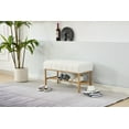 thumbnail image 6 of Teddy Fabric Upholstered Storage Bench with Shelf, Modern Entryway Shoe Bench with Sturdy Metal Legs for Bedroom, Living Room, Dining Area, 300 LB Capacity in Linen White Finish, 6 of 9