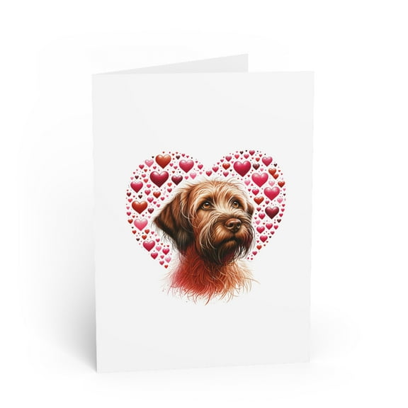 DistinctInk Greeting Card / Note Card - Valentine's Day Wirehaired Pointing Griffon - PACK of 1