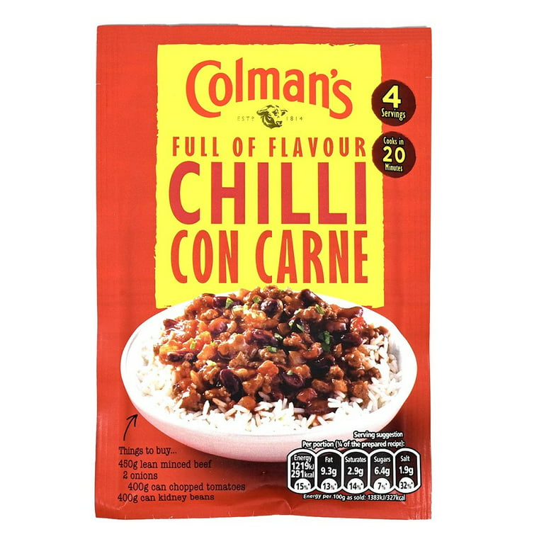 Excel måske Fordeling Colman's Chilli Con Carne Recipe Mix 50G - Walmart.com
