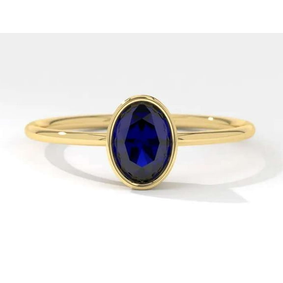 vylahjewellery 1 Ct Blue Oval Cut Moissanite Diamond Ring 14K Rose Gold Engagement Proposal Ring for Her