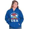 thumbnail image 3 of Retro Cartoon Head Over Heels for USA Unisex Plus Size Zip Hoodie Brisco Brands 3X, 3 of 5