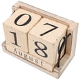 thumbnail image 4 of MasteelfCA Wooden Calendar Reusable Desktop Calendar Burned Effect Calendar Block for Office Home Beige, 4 of 8