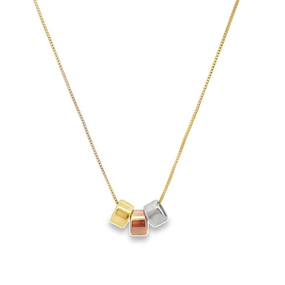 18K Gold Filled Three Toned Round Charm Necklace (G149)