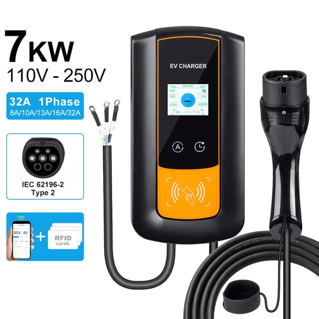 Cargador Wallbox Para Autos Eléctricos 7KW-22KW, Tipo 2 Con Control Por APP/Tarjeta, Carga Rápida En Casa O Negocio, Instalación Sencilla