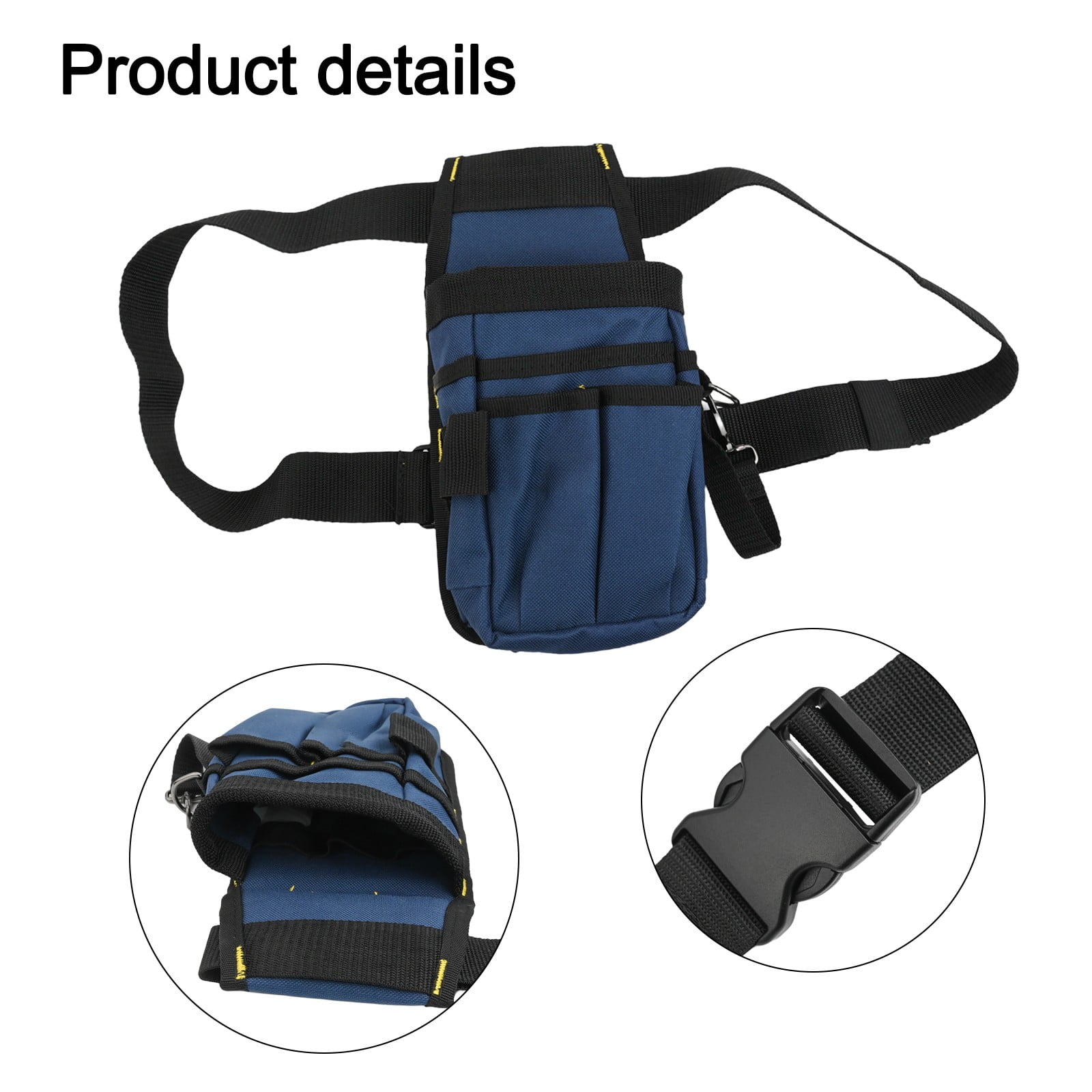 Electrician Tool Bag Waist Pouch With Multiple Pockets Adjustable Belt For High Altitude Work 600D Oxford Cloth Blue And Black D