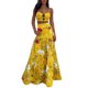 thumbnail image 4 of Conjunto de dos piezas para mujer Botones con tirantes finos florales Crop Tops Cintura alta elástic Abanopi Amarillo/Pequeña, 4 of 4