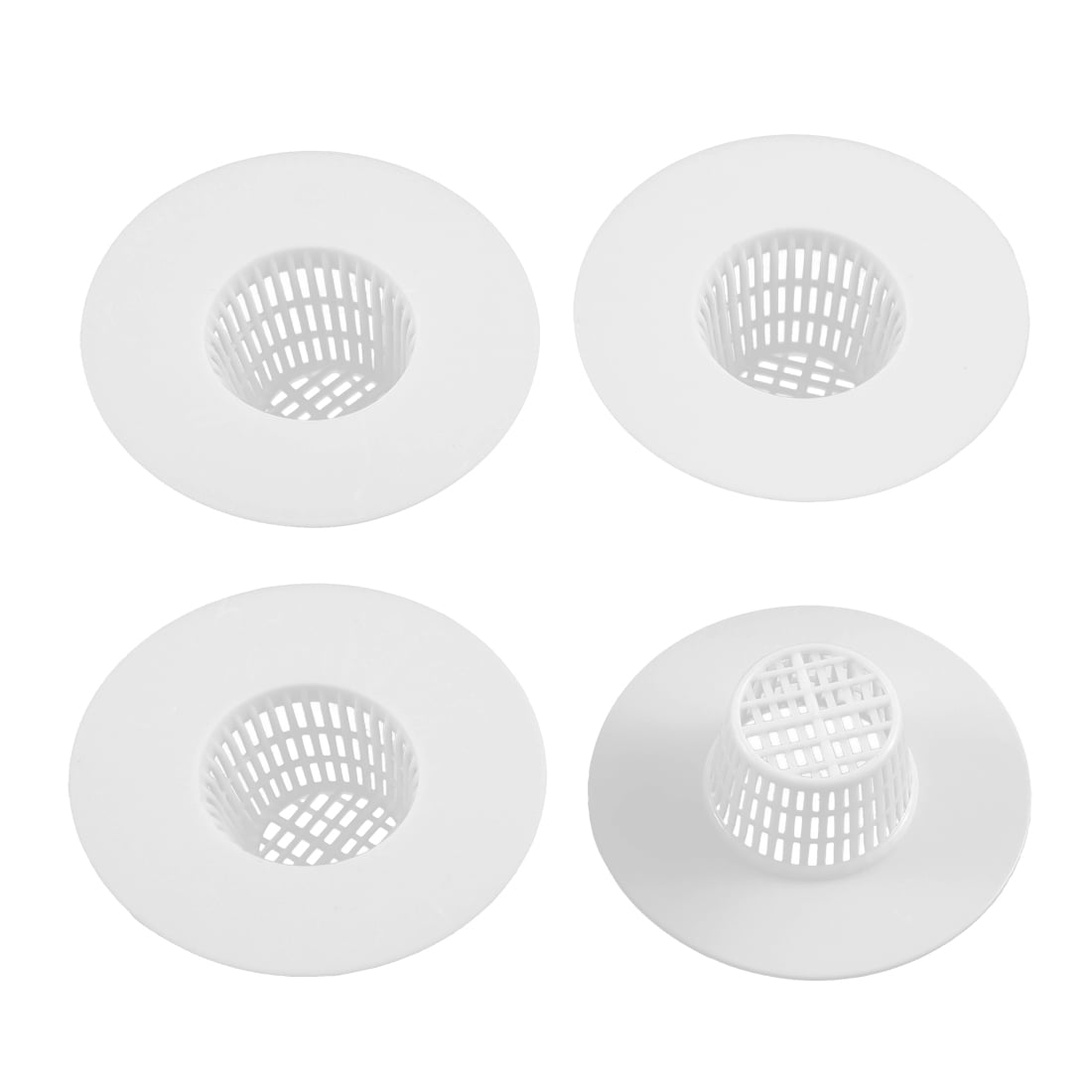 Unique Bargains Home Bathroom Plastic Drain Hair Stopper Strainers Sink Drainer White 4pcs