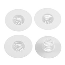 Unique Bargains Home Plastic Bath Sink Strainer Drain Hair Catcher Stopper Filter Net White 4pcs