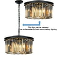 thumbnail image 4 of 9-Light Matte Black Modern Crystal Chandelier 20 in. Flush Mount Ceiling Lights Fixture, 4 of 9