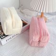 thumbnail image 5 of Bolsa de maquillaje en forma de bloque, bolsa de cosméticos de felpa, bonita bolsa de almacenamiento suave con cremallera para artículos de tocador de viaje, suministros de oficina, cosméticos,, 5 of 5