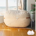thumbnail image 3 of Big Joe Fuf 7Ft Giant Foam Bean Bag Chair, Oversized Couch with Removable Cover for Kids, Teens, Adults, Vanilla Latte Corded Plush, 7 Foot, 3 of 8