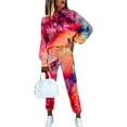 thumbnail image 1 of Innerwin Sweatsuits Tie Dye Ladies Jogger Set Jogging Crew Neck Elastic Waist Two Piece Outfit Tie Dye 2XL, 1 of 2