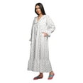 thumbnail image 2 of Moomaya Printed Long Sleeve Maxi Nightdress Button Down Cotton Sleepwear Gown, 2 of 5
