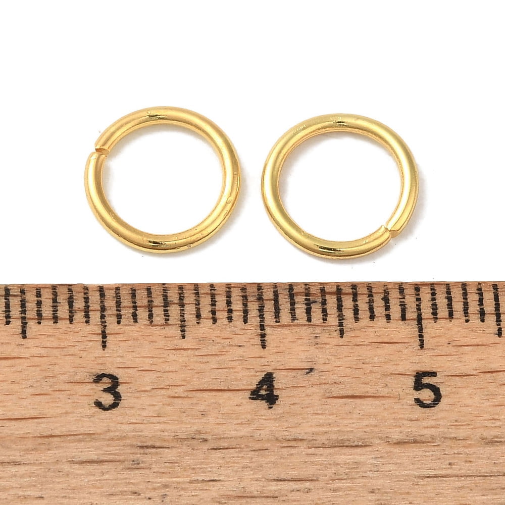 304 Stainless Steel Open Jump Rings Real 18K Gold Plated 10x1.2mm Inner Diameter: 7.5mm