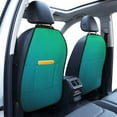 thumbnail image 3 of Pofeuu Green Turquoise Teal Print 2 Pack PU Leather Kick Mat Back Seat Protector, Universal Car Seat Back Organizer, Waterproof Backseat Protector For Most Car, 3 of 8