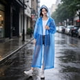 thumbnail image 6 of Yhmxh Unisex Rain Poncho EVA Raincoat with Drawstring Hood and Elastic Cuffs, Reusable Waterproof Rain Jacket with Button Closure, Lightweight Long Raincoats for Commuting Walking Travel Cycling, 6 of 6