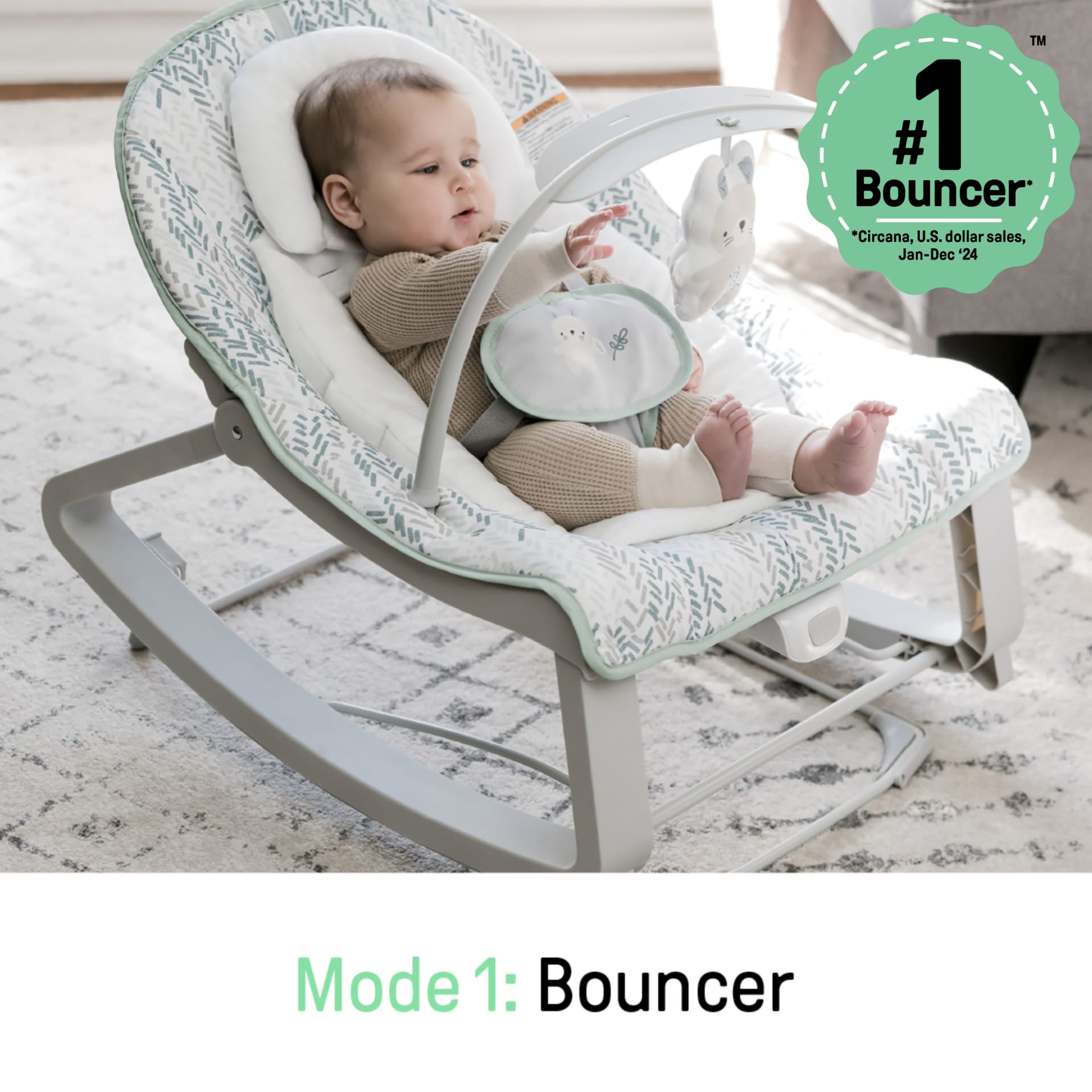 Ingenuity Keep Cozy 3-in-1 Vibrating Bouncer & Rocker, Gray photo 5