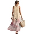 thumbnail image 2 of Xoenoiee Crane Mountain Cherry Blossom Print Women Tank Sundress Casual Sleeveless Round Neck Loose Wrinkle-Free Long Maxi Vacation Dress Linen Cocktail Party Madi Dresses with Pockets, Size M, 2 of 7