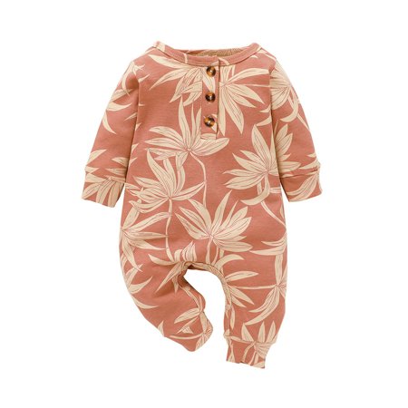 

QWERTYU Newborn Infant Baby Toddler Floral Clothes Jumpsuit for Girl Boy Button Romper 0-18M Red 80/9-12m