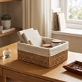 thumbnail image 6 of AOMXGD Hand Woven Rope Storage Basket, 10x8x4In Decorative Organizer Plastic Bin For Kitchen, Bathroom, Closet, Shelves Daily Sundries Arrangement, 6 of 8