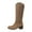 Khaki, variant on Knee High Boots Women Adjustable Fold Over High Top Ankle Booties Fashion Suede Chunky Heel Pull on Long Boots
