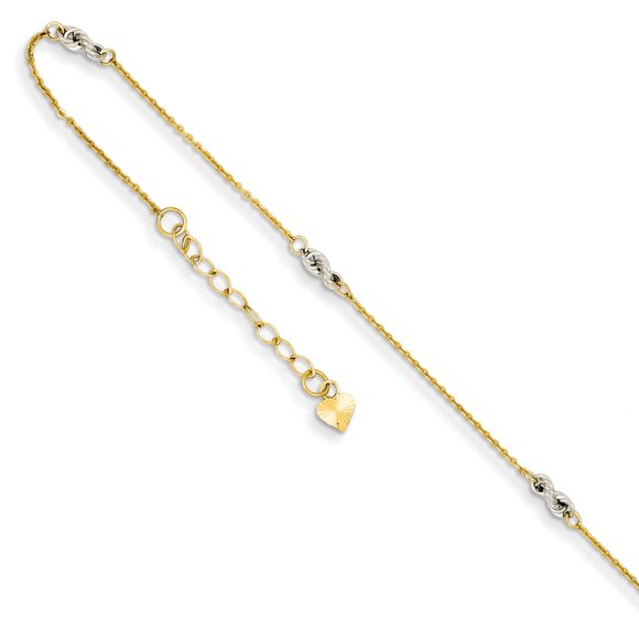 14k Two Tone Gold 9 Inch Plus 1 Anklet Ankle Bracelet