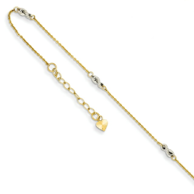 14k Two Tone Gold 9 Inch Plus 1 Anklet Ankle Bracelet