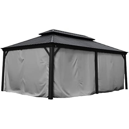 Hardtop Gazebo Privacy Curtain Sidewall (For For Alexander, Caesar, Rosana, Apollo Models) (12Ft X 20Ft, Gray)