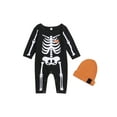 thumbnail image 2 of Douhoow Halloween Baby Boys Romper Infant Long Sleeve Skeleton Jumpsuit + Hat, 2 of 9
