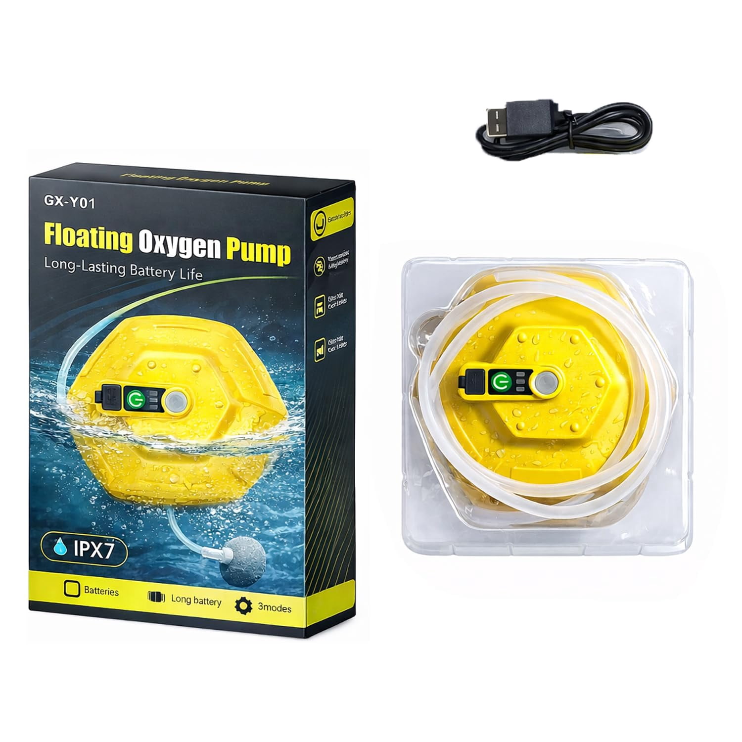2027 New Portable Fishing Bait Aerator Pump, Floating Live Bait Aerator for Bucket & Tank, Quiet Oxygen Air Pump for Fish, Battery Powered Outdoor Fishing Accessories