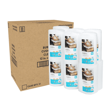 Pen+Gear 12 in. x 30 ft. Bubble Cushion, Clear Plastic, 3/16 in. Small Bubble Wrap Rolls, 12 Count