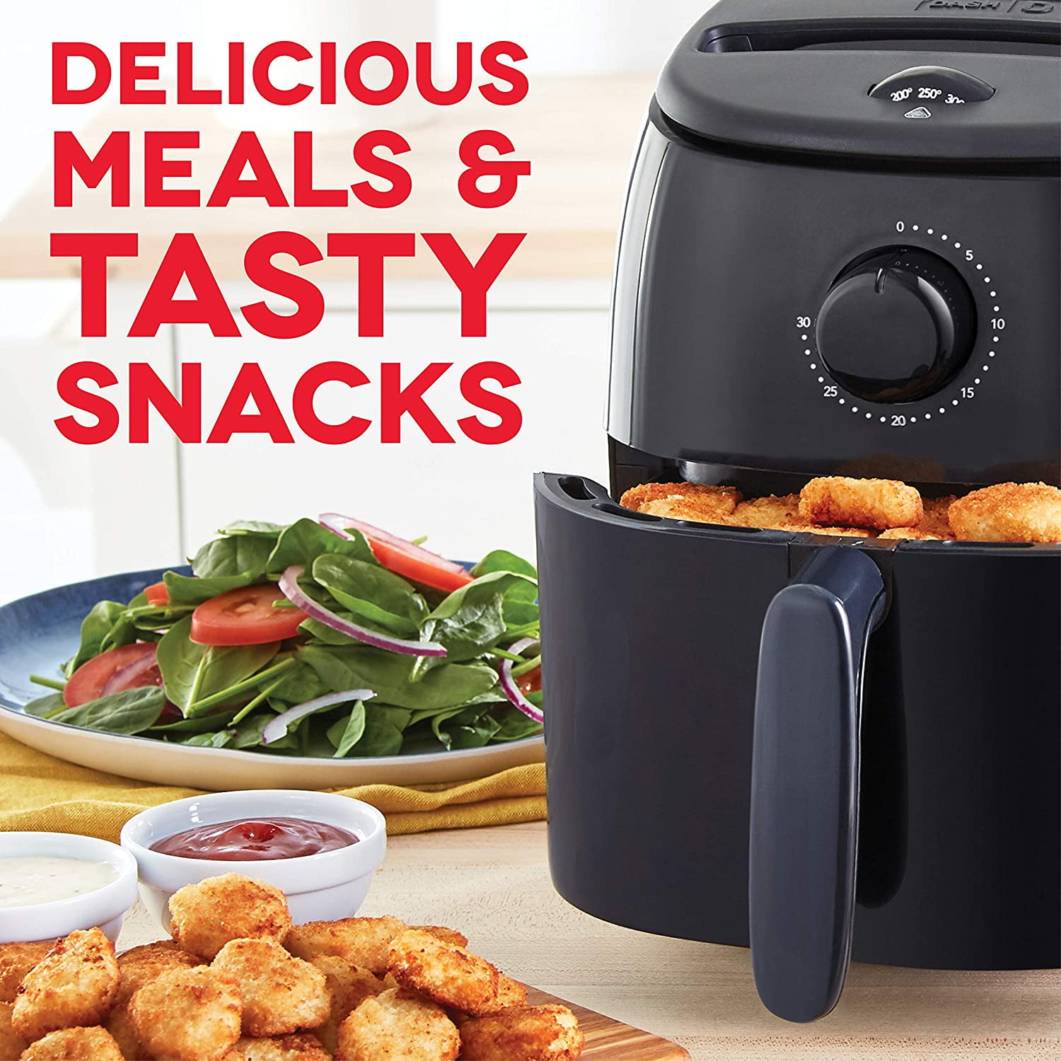Dash Tasti-Crisp Air Fryer, 2.6 qt, Black - Auto Shut off, Non-Stick Fry Basket