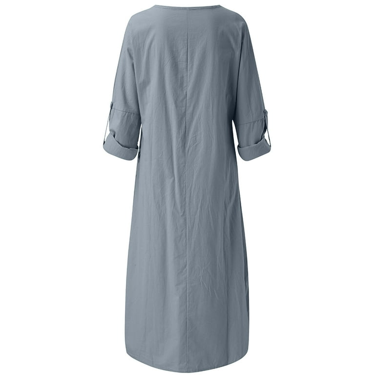 up to 60% off Gifts Usmixi Formal Dresses for Women Vintage Cotton Linen Plus Size Button up Maxi Dresses with Pocket Round Neck Elbow-Length Solid Summer Long Dress Light Blue l - up to 60% off Gifts Usmixi Formal Dresses for Women Vintage Cotton Linen Plus Size Button up Maxi Dresses with Pocket Round Neck Elbow-Length Solid Summer Long Dress Light Blue l -