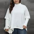 thumbnail image 2 of Spring Looks Good!DianGeFu Womens Long Sleeve T-Shirt with Super Soft Stretch Fabric Fall,Women's Fashion Large Size Loose Long Sleeve Choker Slit Pullover,White,Free Size, 2 of 5