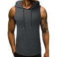 thumbnail image 1 of Sudadera con capucha sin mangas Meitianfacai para hombre, moda para hombre, sin mangas, color sólido, con cordón, informal, manga corta, blusa con capucha, tops de verano, 1 of 3