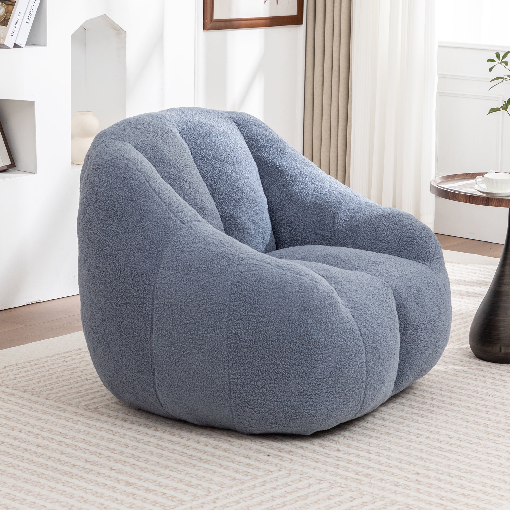 Jopath Bean Bag Chair for Adults and Kids,Oversized Bean Bag Sofa with Tufted Soft Stuffed Filling and High-Density Foam,Lazy Sofa Floor Sofa for Living Room Bedroom,Light Blue