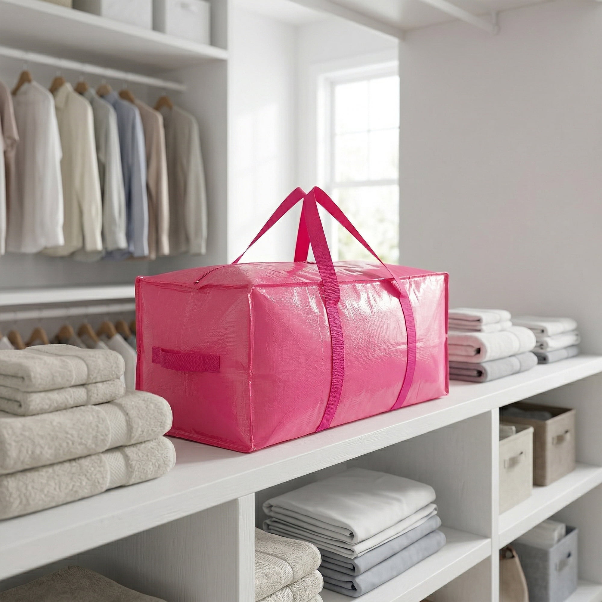Unique Bargains Storage Bag for Organizing Bedroom with Handles Pink 28.74"x14.17"x12.99"