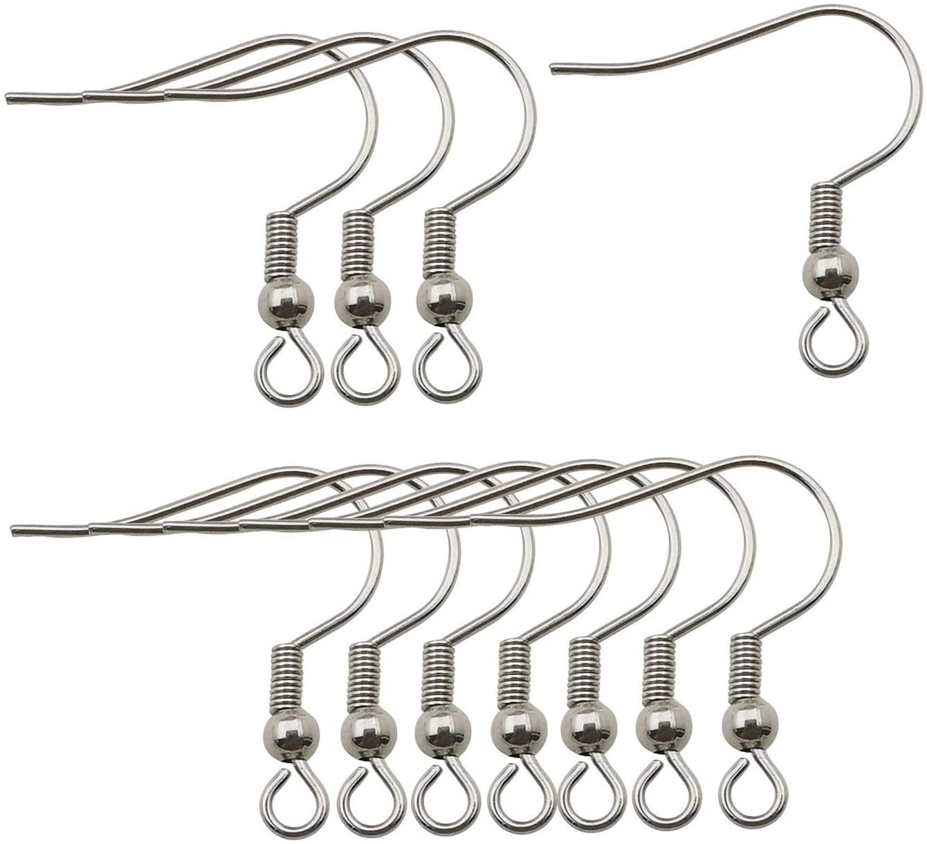 200pcs Stainless Steel Colourful Beads Earring Hooks, Fish Hooks