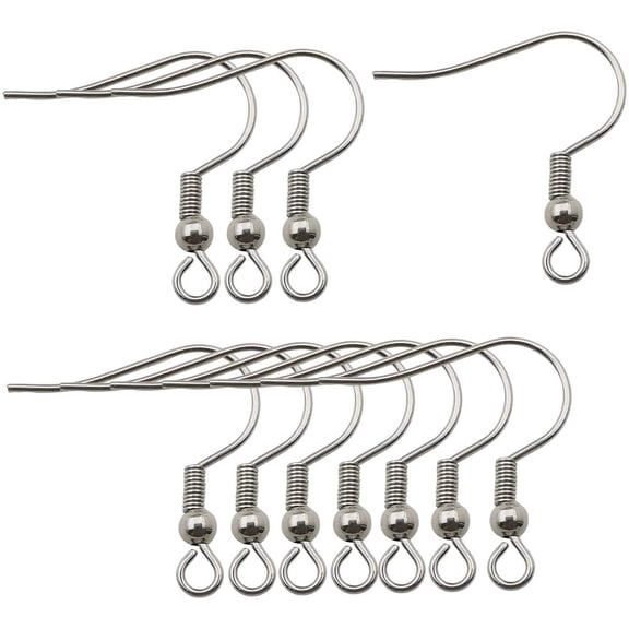 200pcs Stainless Steel Ball and Coil Earring Hooks Findings Ear Wires Fish Hook Earrings Hoops Ear Wire for DIY Jewelry Making (10169)
