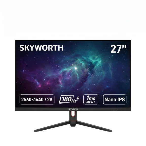 Skyworth 27G5QHP 27" QHD Fast IPS Gaming Monitor, 180Hz, 1ms, USB-C, DisplayPort 1.4, Dual HDMI, Height Adjustable Stand, VESA 100x100
